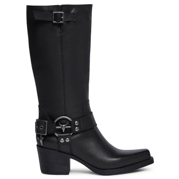 ~SOLD~Dolls Kill Windsor Smith Hooked Leather Cowboy Buckle Stud Tall Boots 9 - Picture 5 of 8